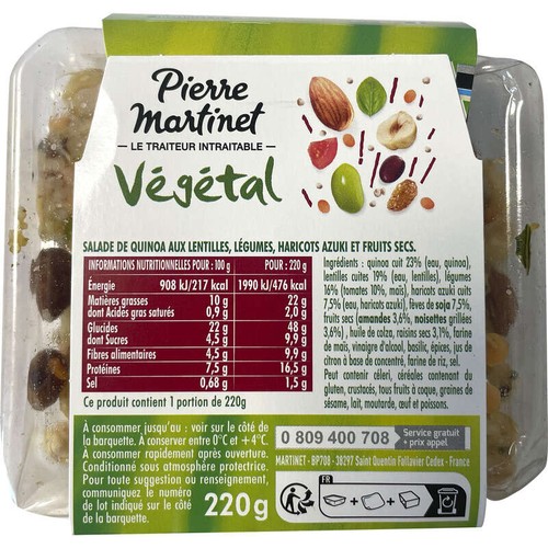 Pierre Martinet Salade de quinoa croquant 220g