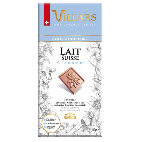 Villars Chocolat Tablette lait pur 100g