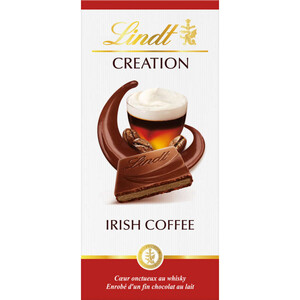 Lindt Chocolat Au Lait Extra Fin Fourré Irish Coffee Onctueusement Whisky 150G.