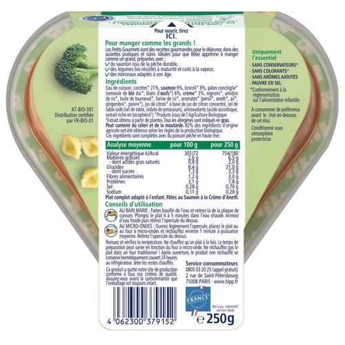 [Par Naturalia] HiPP Biologique Pâtes au Saumon à La Crème d'Aneth 250g