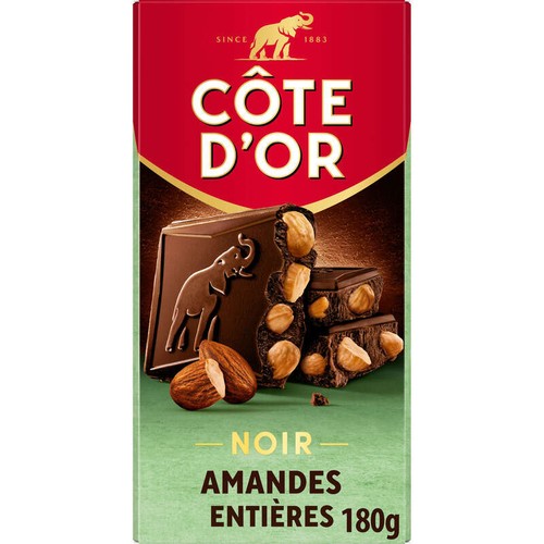 Côte D'Or Tablette Chocolat Noir Aux Amandes Entières 180g