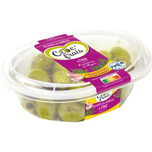 Croc'Frais Olives Dénoyautées à l'Ail 200g