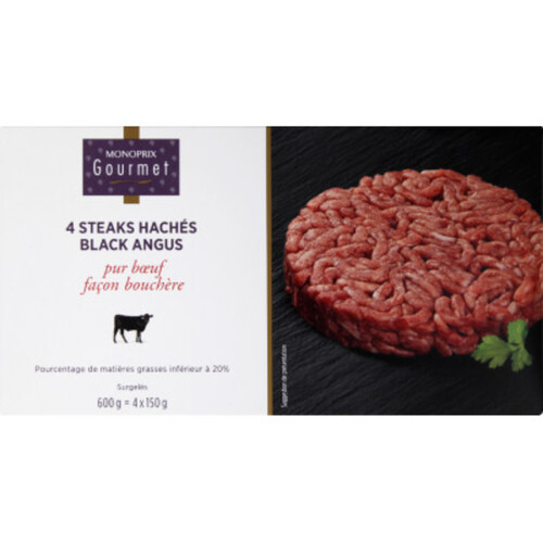 Monoprix Gourmet 4 steaks hachés black angus 600g
