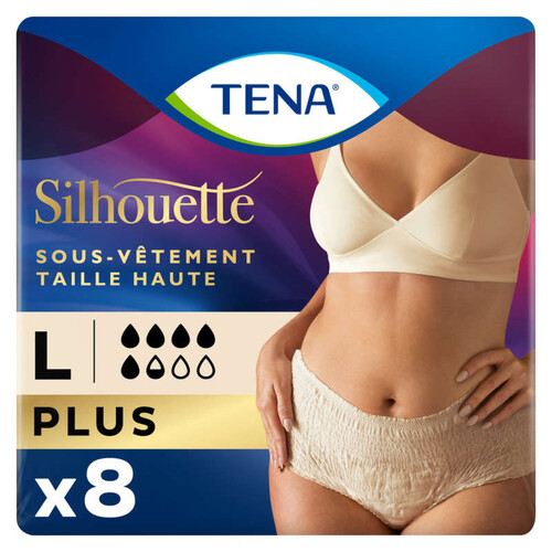 Tena Sous-vêtement Silouhette Plus Taille Haute Crème Large x8