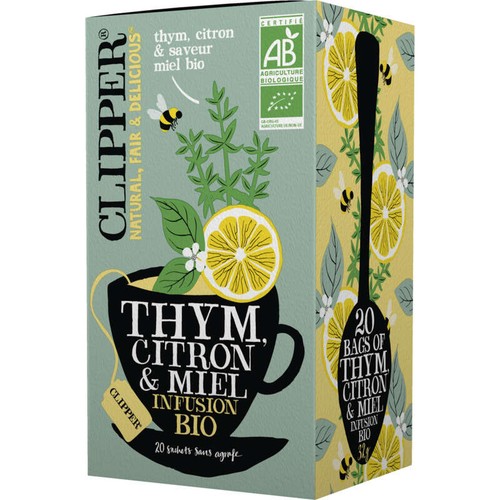 Clipper Infusion Thym & Citron Saveur Au Miel 32g