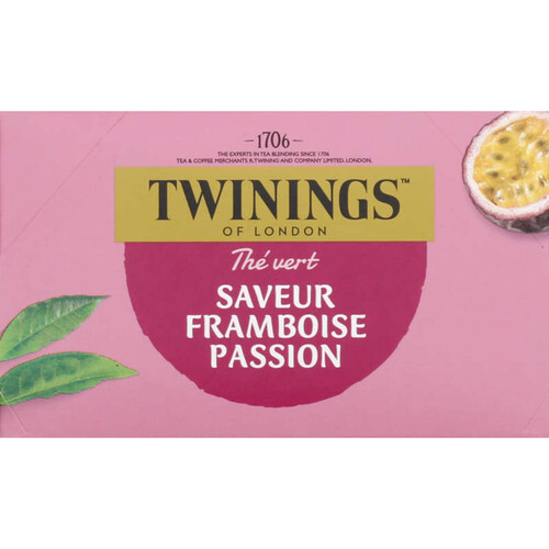 Twinings Thé Vert Saveur Framboise Passion 20 Sachets 32g