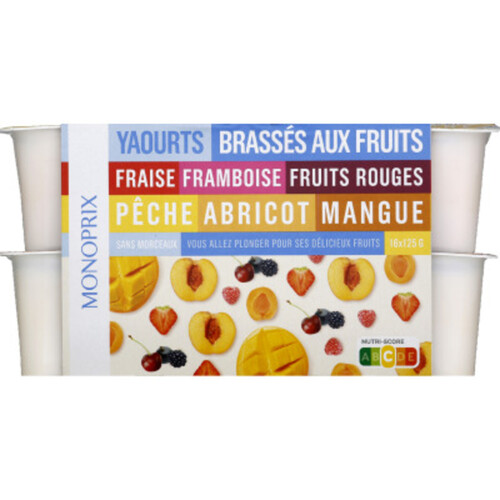 Monoprix yaourts brassés fruits mixes 16x125g