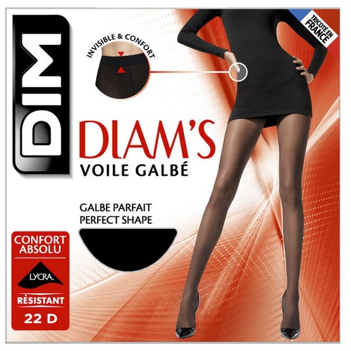 Collant Voile Galbé, Noir, 22D, Diam'S DIM - T4