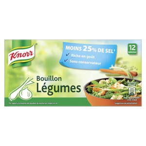 Knorr Bouillon Cube Légumes Réduit en Sel 12 Cubes 109g