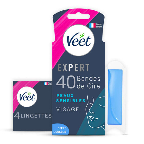 Veet expert bandes visage peaux sensibles x40