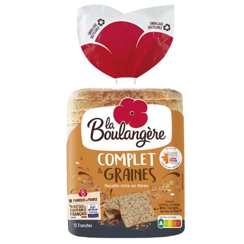 Pain de Mie Grandes Tranches Complet & Graines 500g