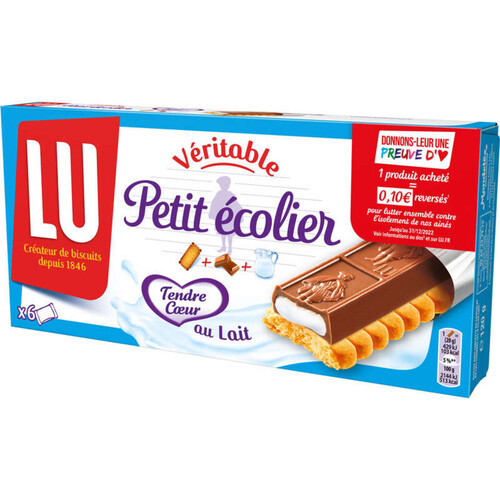Lu Petit Ecolier Tendre Cœur Biscuits nappés au Chocolat au lait 120g