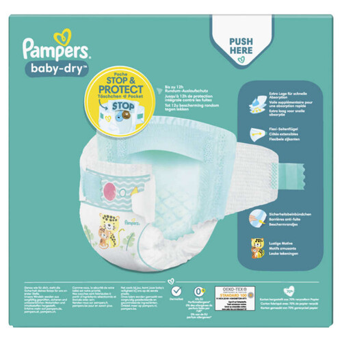 Pampers baby-dry taille 4, 96 couches, 9kg - 14kg