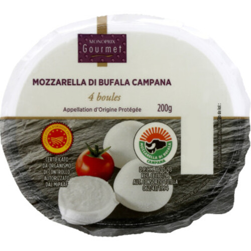 Monoprix Gourmet Boules de Mozzarella Di Bufala Campana Aop *4 200g