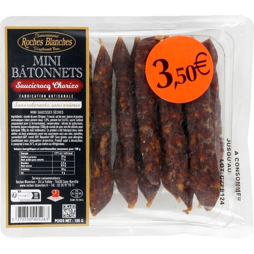 Les Roches Blanches mini batônnet Chorizo 100g