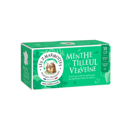 Les 2 Marmottes Infusion Menthe Tilleul Verveine x30