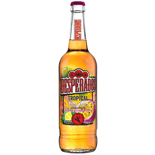 Desperados Tropical Bière aromatisée au spiritueux Rhum Fruit de la passion & Citron vert 65cl