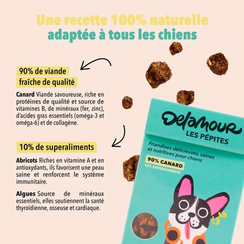 Delamour friandises pour chiens - Les Pépites Canard 75g