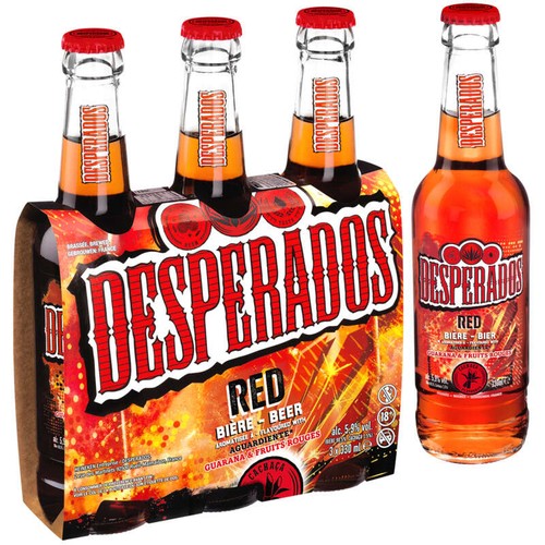 Desperados Red Bière aromatisée au spiritueux Cachaça, Fruits rouges & Guarana 3x33cl