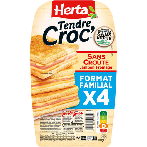 Herta Tendre Croc' Sans Croûte Jambon Fromage 400g