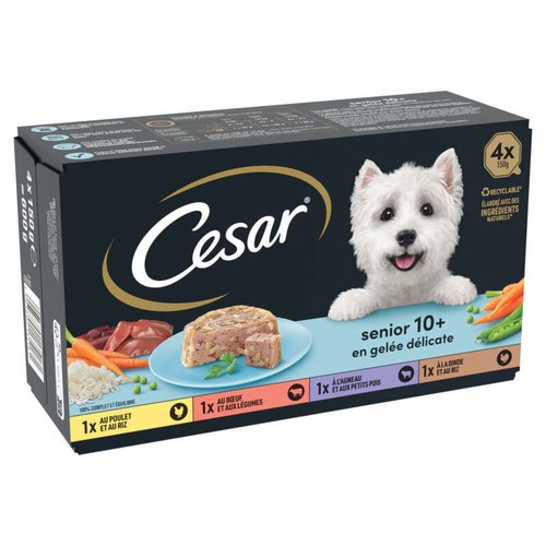 Cesar Barquettes pour chien en gelée 4 variétés senior 4x150g