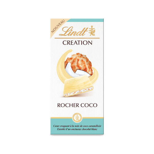 Lindt Création Tablette Chocolat Blanc Rocher Coco 145g