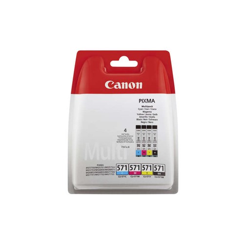 Canon 4 Cartouches CLI-571 Noir + Trois Couleur