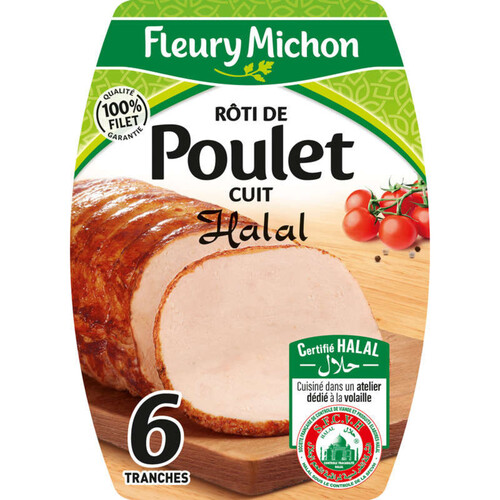 Fleury Michon Rôti de Poulet Cuit Halal Tranche x6 - 180g