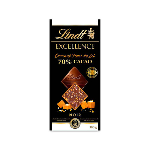 Lindt Chocolat Noir Au Caramel & Fleur De Sel 70% De Cacao 100G
