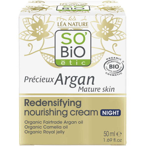 SO'BiO Étic Crème Nutritive Redensifiante de nuit à l'Huile d'Argan 50ml