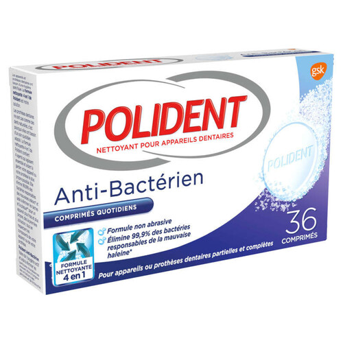 Polident Nettoyant Dentaire Anti-Bactérien x36