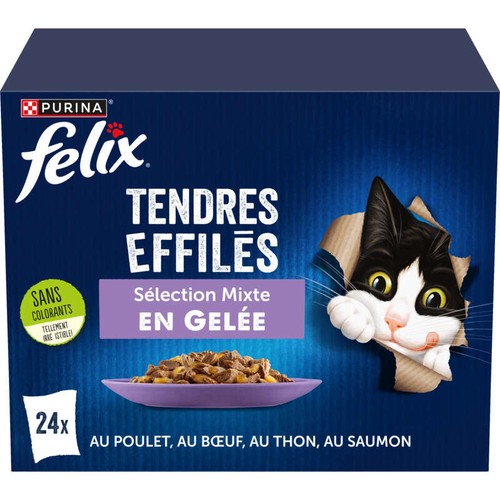 Purina Felix Tendres Effilés En Gelée Aux Viandes Et Poissons 24x85g
