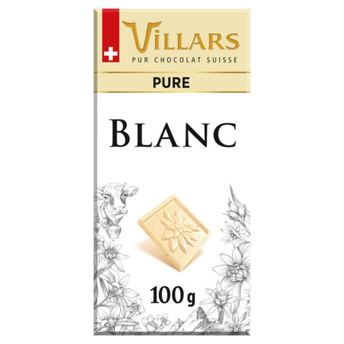 Villars Chocolat Tablette Blanc Pur 100g