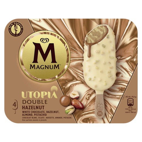 Magnum Glace Bâtonnet Double Noisette 4x85ml