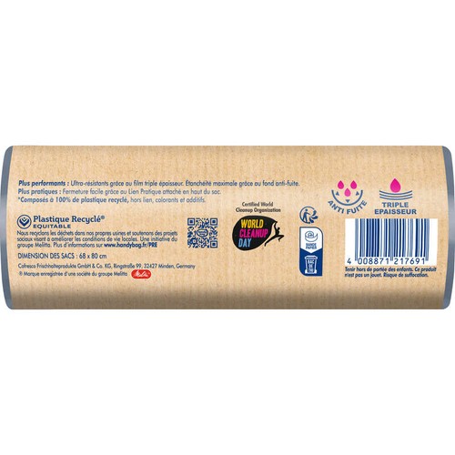Handy Bag Sacs Poubelle Liens Pratiques Ultra Résistant 10x50L