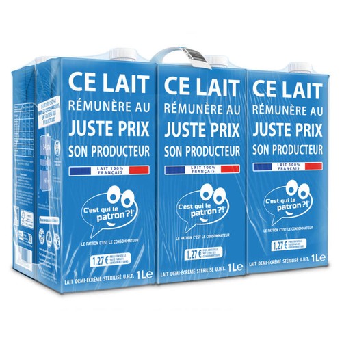 La marque du conso Lait Demi-écrémé stérilisé Le pack de 6x1L