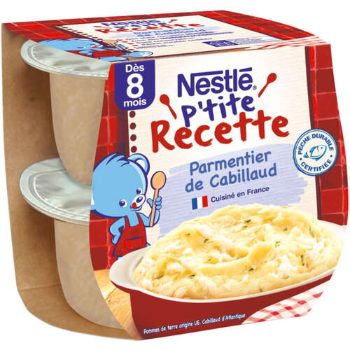 NESTLE P'TITE RECETTE Parmentier de Cabillaud - 2 x 200g - Dès 8 mois