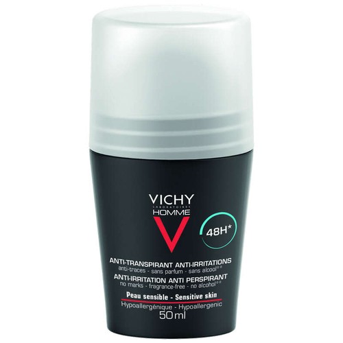 Vichy Homme Déodorant Anti-Transpirant Anti-Irritations 48H Roll-On 50ml
