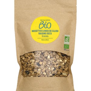 Monoprix Bio Granola Noisette, Noix de cajou et Raisins secs 350g