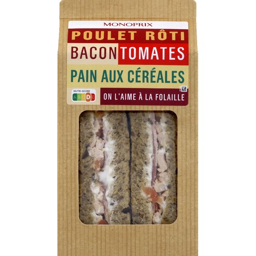 Monoprix Sandwich Poulet Rôti Tomate Pain Céréales 170g