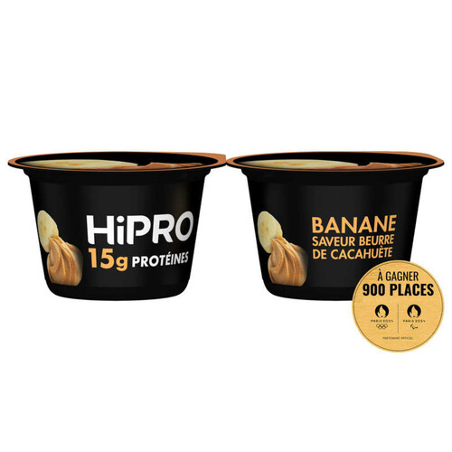 Hipro Yaourt protéiné 0% Saveur Beurre de cacahuète Banane 2x160g