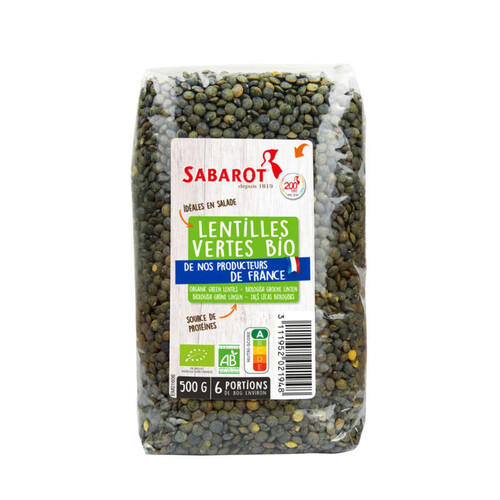 Sabarot Lentille verte du Puy, riche en fibres et en minéraux, Produit de  France 