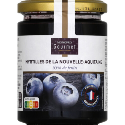 Monoprix Gourmet Myrtilles du Maine-et-Loire 65% de fruits 325g