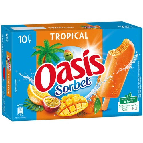 Oasis Sorbet Bâtonnets glacés Cocktail Tropical x10 400g