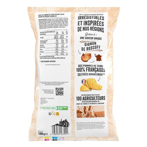 Lay's Chips Paysanne Saveur Oignons de Roscoff Caramélisés 120g