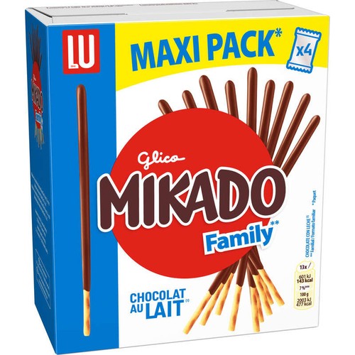 Lu Mikado Biscuits nappés au Chocolat au Lait 300g