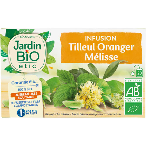 Jardin Bio Infusion Tilleul Oranger, Arôme Naturel De Citron 20X30G