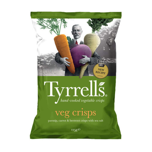 Tyrrell's chips de légumes mélangés croustillants avec une pincées de sel de mer 125g