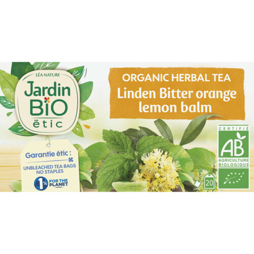 Jardin Bio Infusion Tilleul Oranger, Arôme Naturel De Citron 20X30G