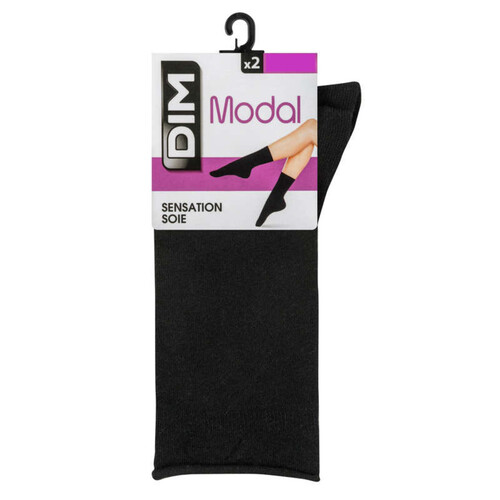 Dim Lot X2 Mi-Chaussettes Modal Noires T35/38